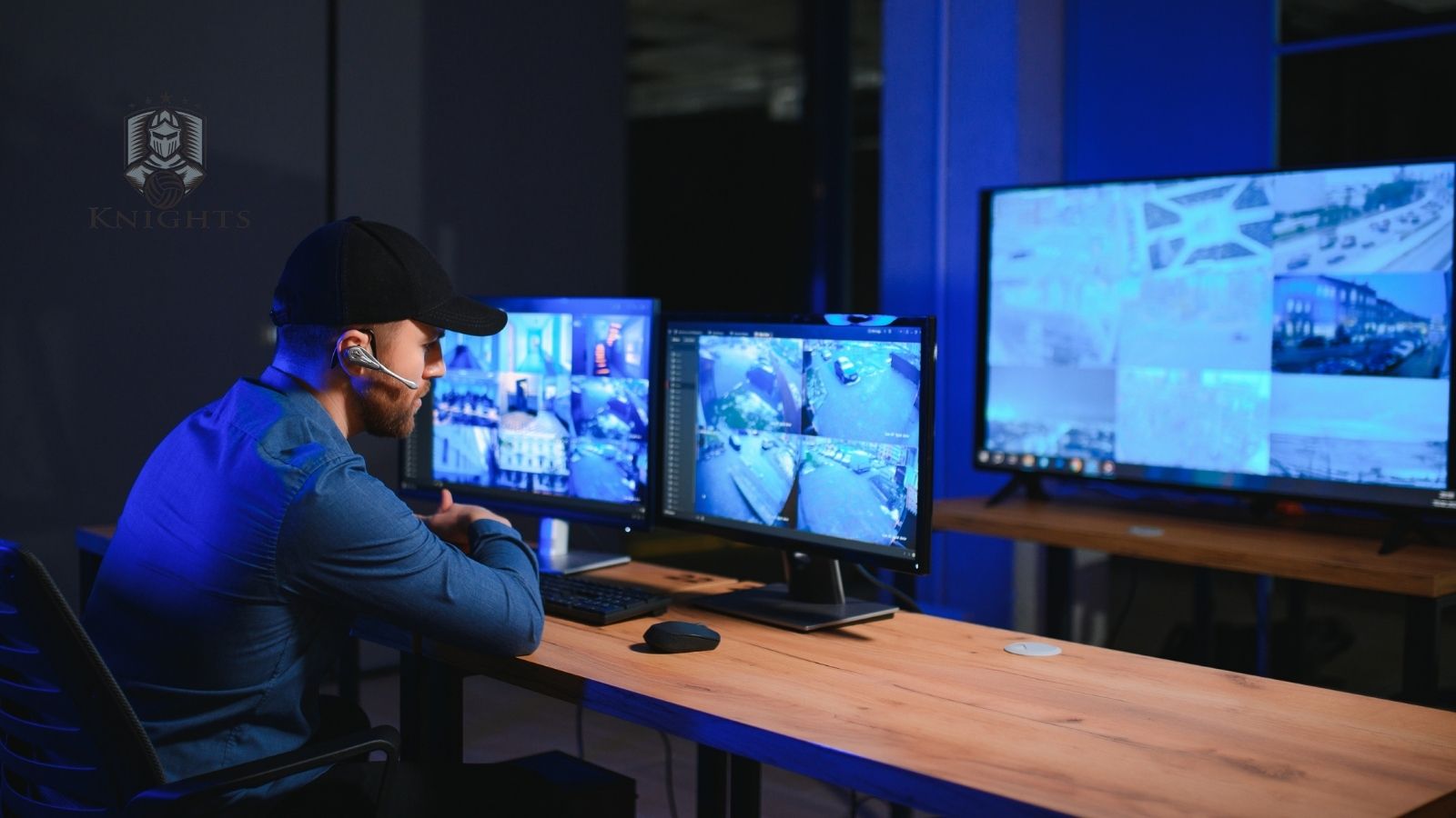 CCTV monitoring wall with multiple screens